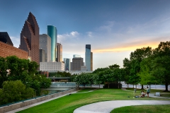 Houston Skyline Painter with Dog